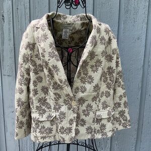 Covington Ivory Jacket Blazer Floral Daisy Brocade (Size 16)